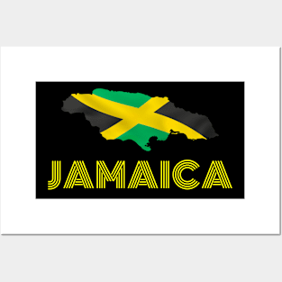 Jamaica map and flag with text Posters and Art